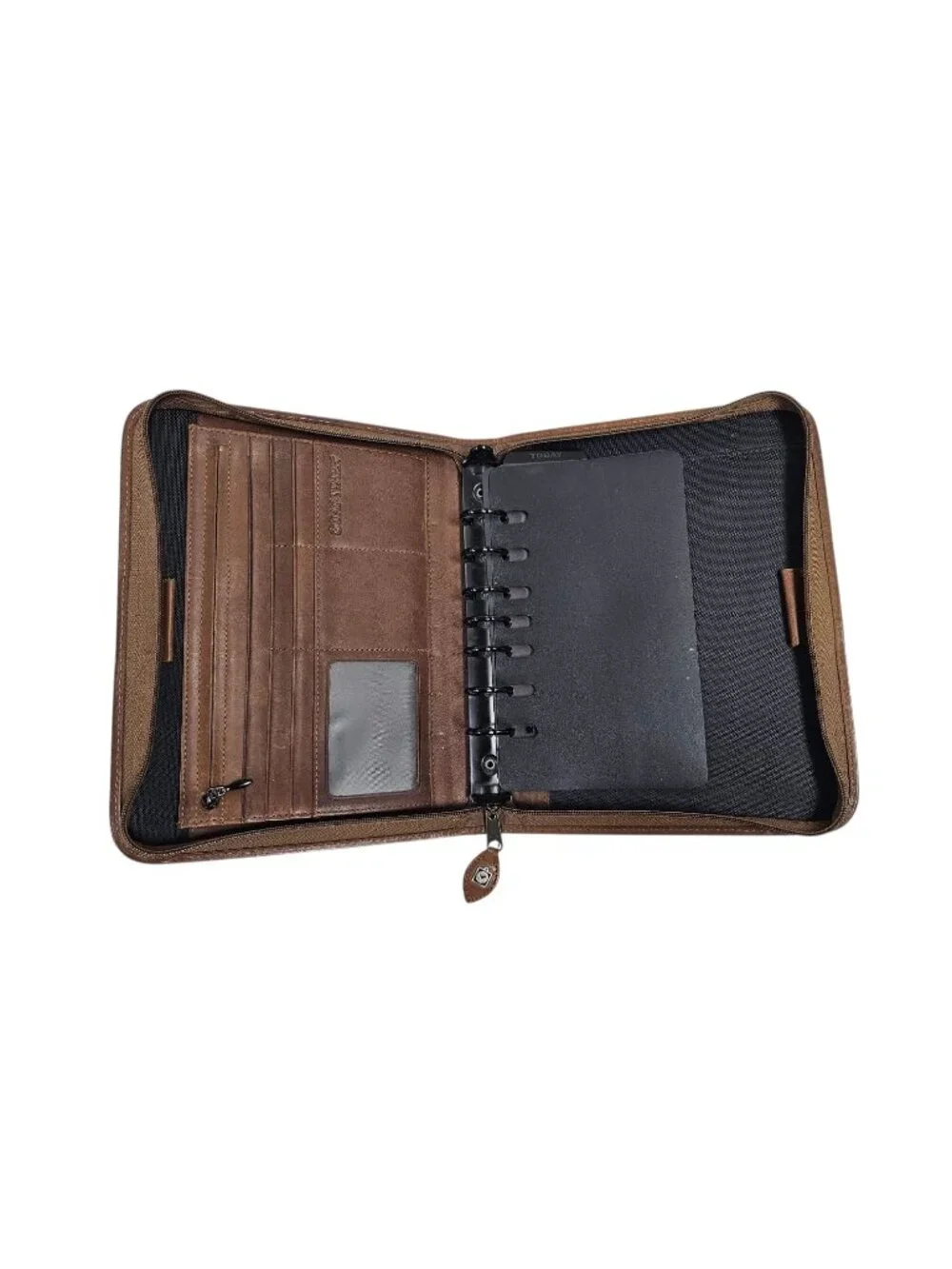 Day-Timer distressed leather zippered planner cover